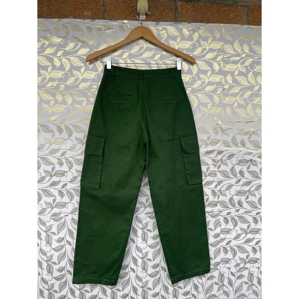 The Frankie Shop Green Cargo Pants | XS 100% Cotton Utilitarian Trousers